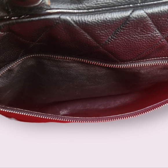 Chanel Large Duffle Bowler Black Caviar Bag Patent Handles - Picture 11 of 14